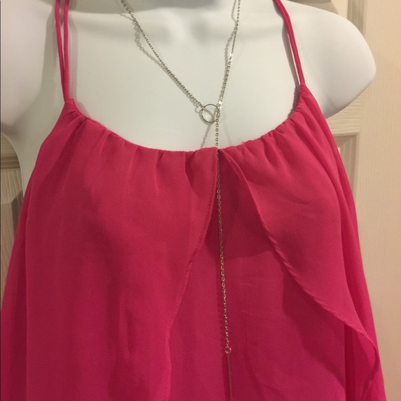 Silver tone circle & bar statement necklace NEW - Picture 3 of 4